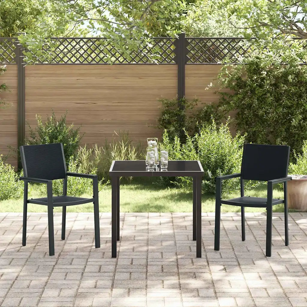 Set da Pranzo per Giardino 3 pcs Nero