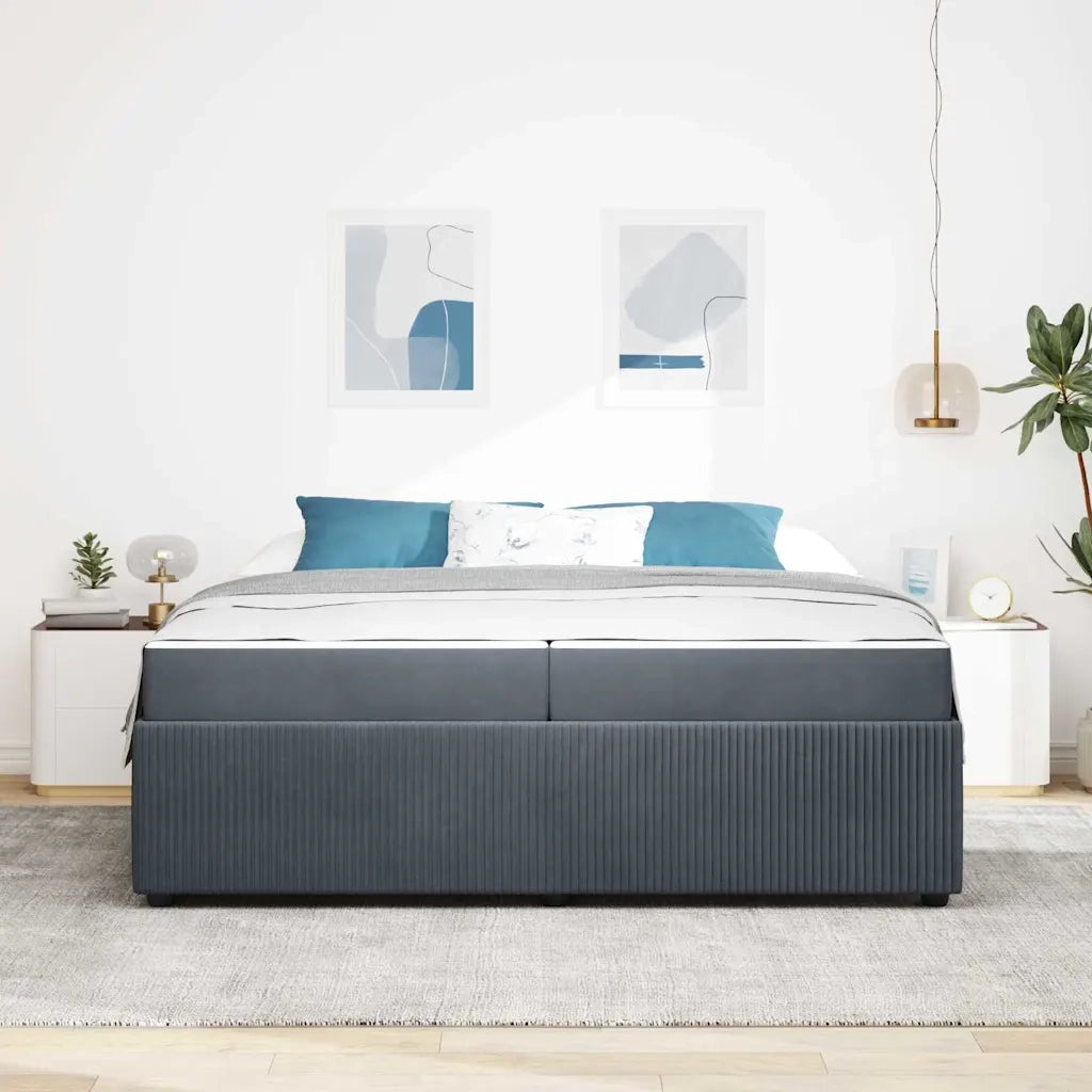 Struttura del letto Grigio scuro 200 x 200 cm Tessuto