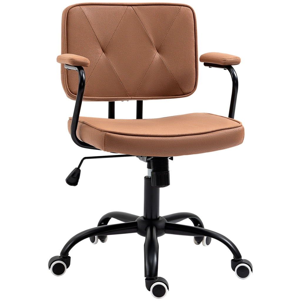 Sedia da ufficio girevole con altezza regolabile e schienale reclinabile in schiuma marrone 61 × 58 × 82-91 cm