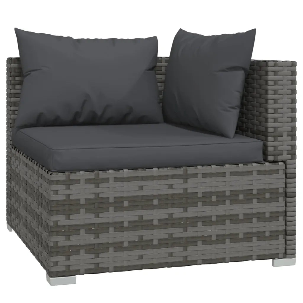 Set Divani da Giardino 9 pz con Cuscini in Polyrattan Grigio cod mxl 40483