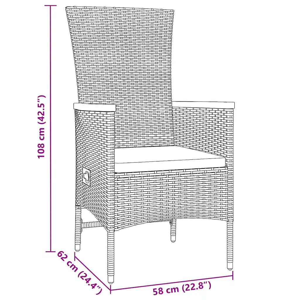 Set da Pranzo per Giardino con cuscino 5 pcs Grigio 3379438