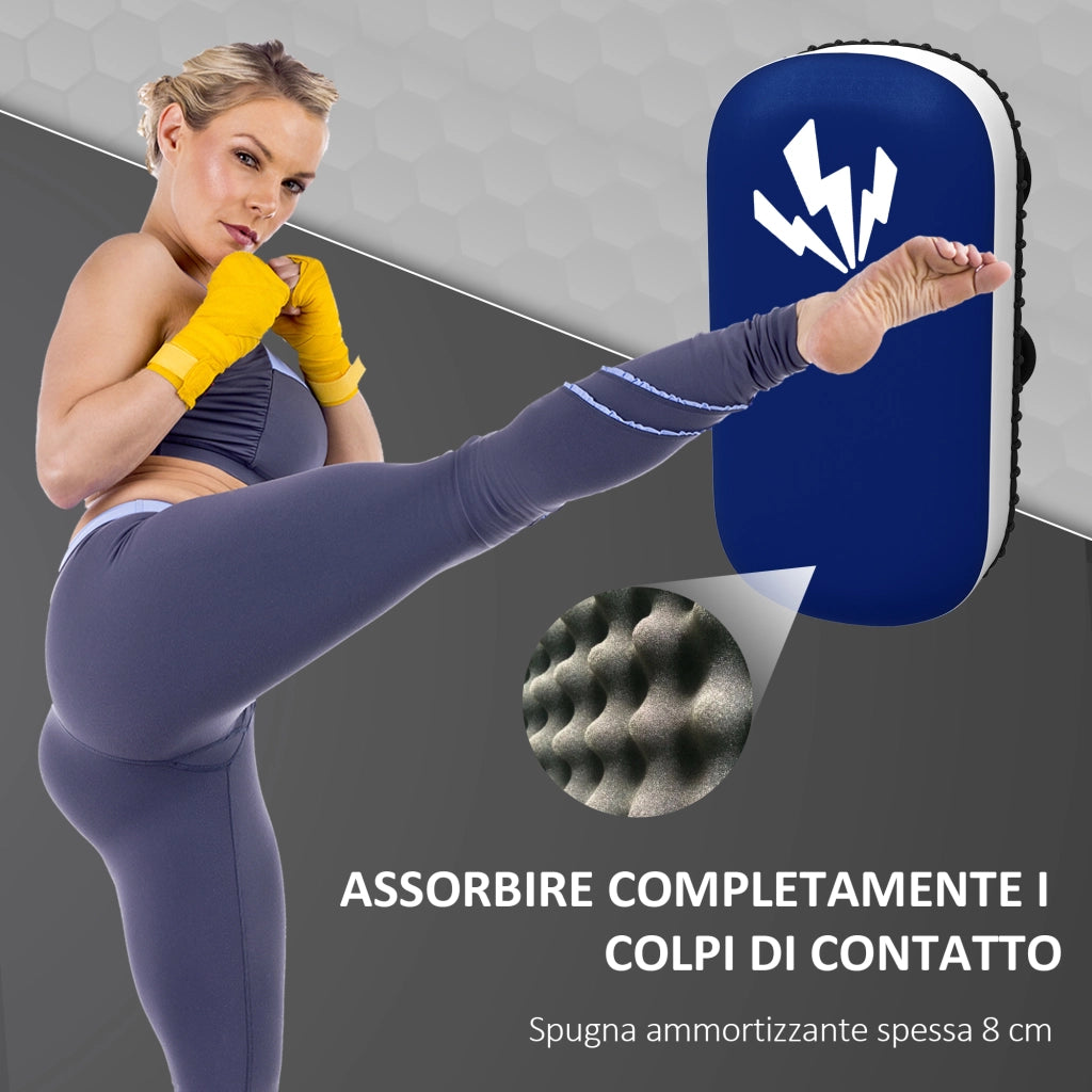 Colpitore Boxe Imbottito per Braccio, Pao Muay Thai in PU e EPE con Cinghie e Maniglia, 38x20x18 cm, Blu