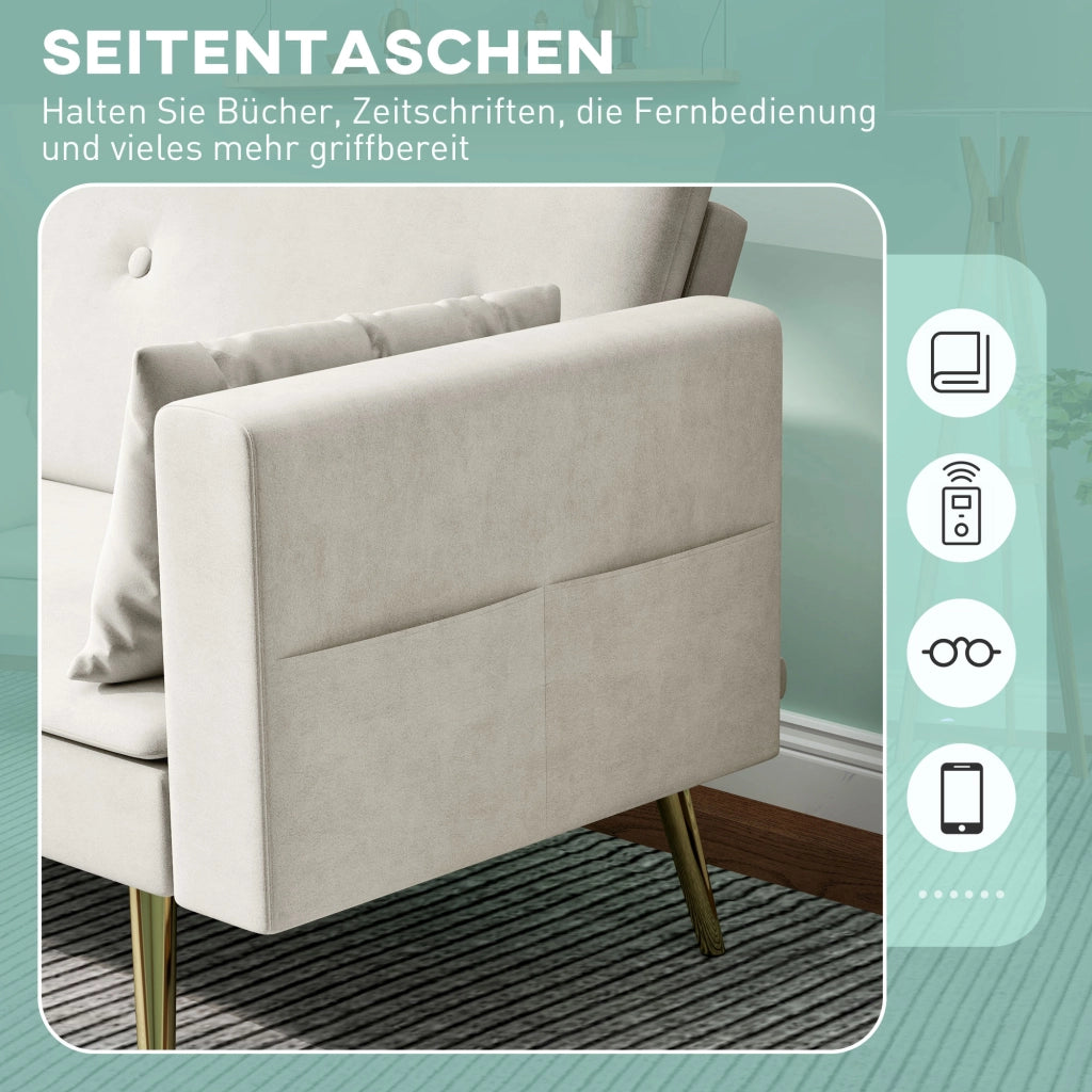 Divano letto 2 posti imbottito ¨C zephmum ¨C beige