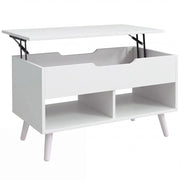 Tavolino da Caffè 75x40x58 cm con Piano Sollevabile e Spazio Nascosto Bianco Punzonato