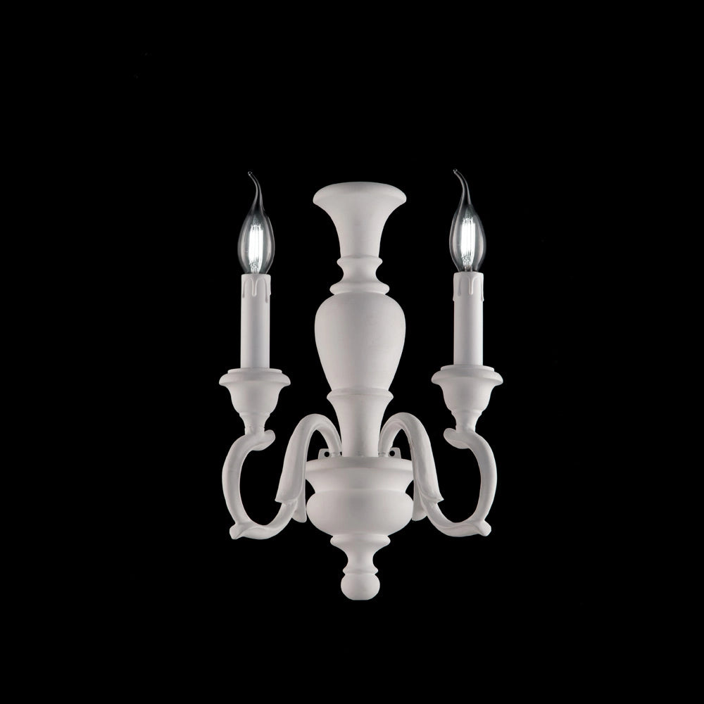 Applique Shabby Chic Fiorenza Legno Bianco 2 Luci E14