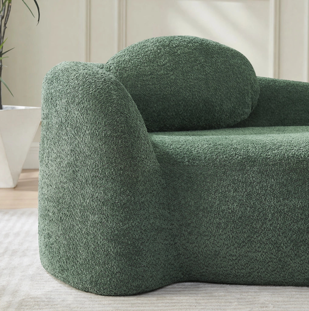 Divano in tessuto Teddy con schiuma ad alta elasticità; design arrotondato; verde