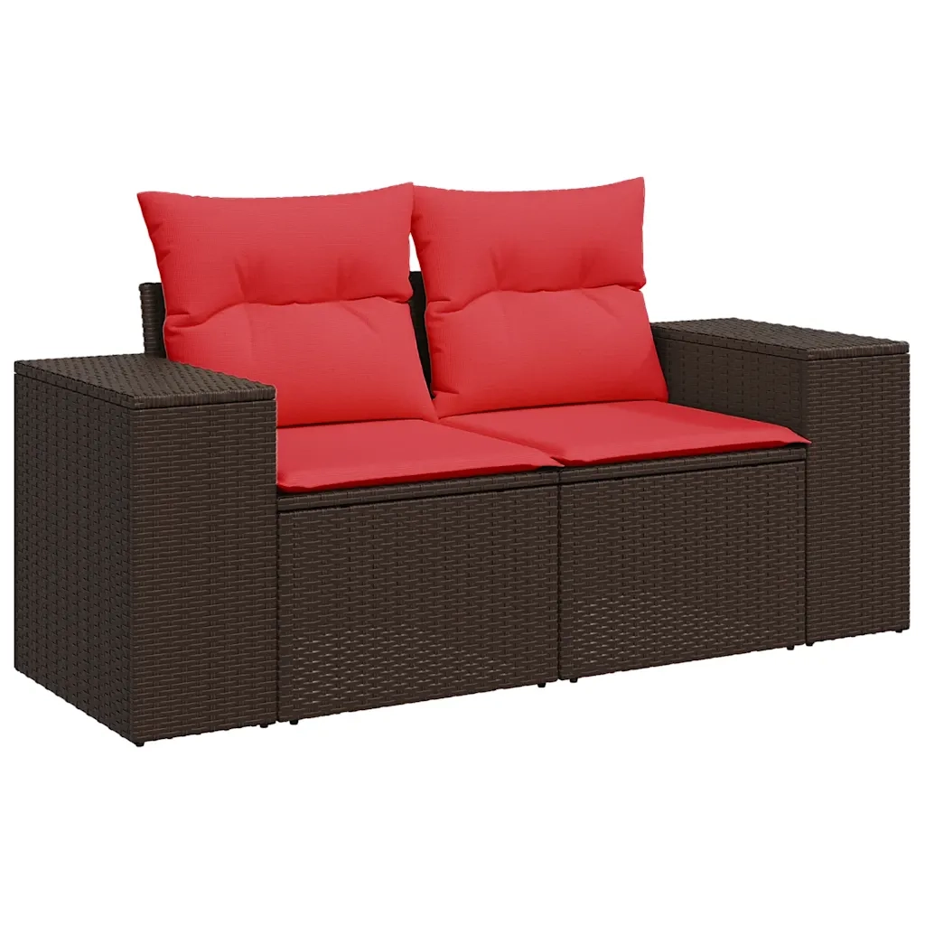 Set Divani da Giardino 5 pz con Cuscini Marrone in Polyrattan 3269144