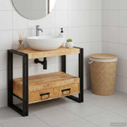Armadio da bagno con cassetto Marrone Legno di mango massello 4102769