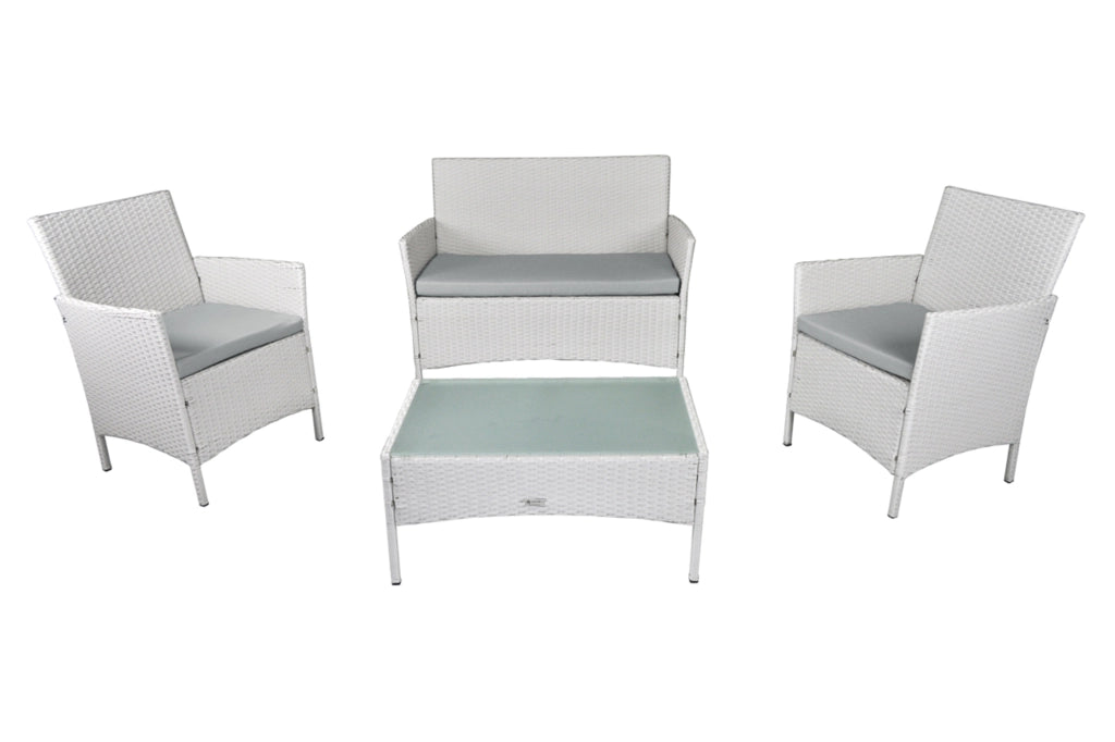 Salotto da giardino in rattan, set di divani da esterno in polyrattan bianco - Erica - RT-E08ZB