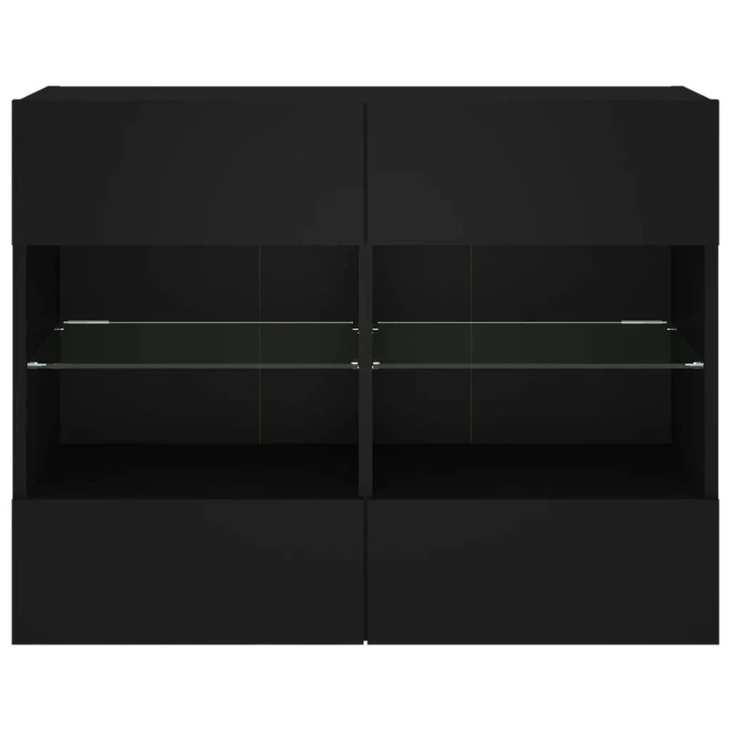 Mobile TV multimediale mensola TV credenza mobile TV parete attrezzata per sala da pranzo soggiorno camera da letto con luci LED 78,5 x 30 x 60,5 cm nero 02_0027909