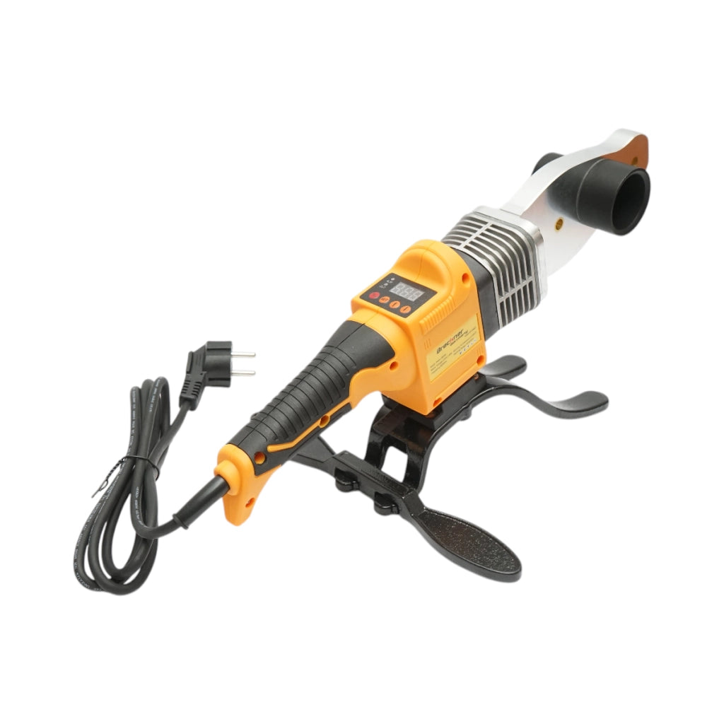 Kit saldatrice per tubi in PPR da 800W con display digitale 0-300°C, 6 ganasce 20-63mm, 3 livelle a bolla, metro a nastro, pinze da taglio. Breckner Germany