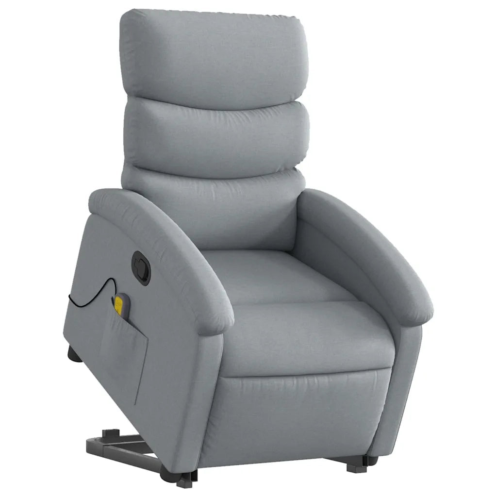 Poltrona Alzapersona Massaggi Reclinabile Grigio Chiaro Tessuto