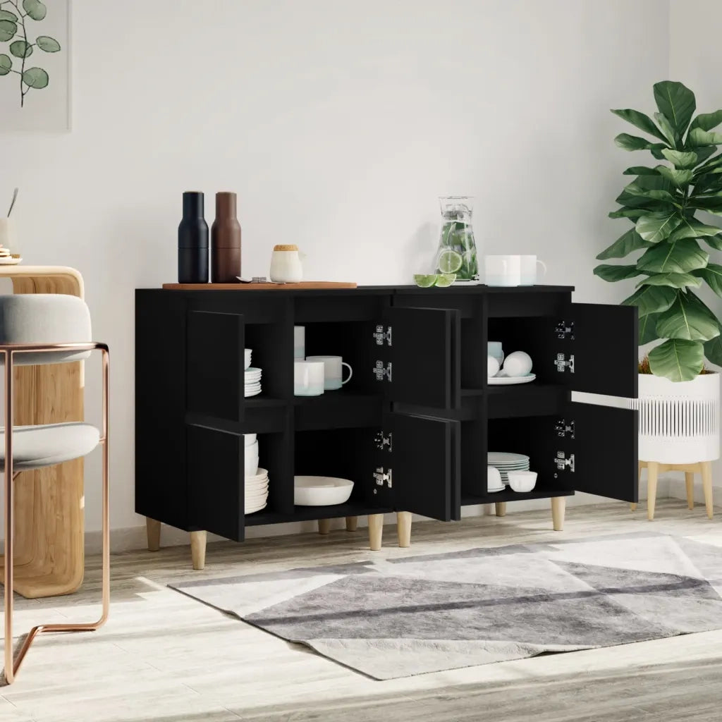 Credenze 2pz | Madia | Buffet da pranzo | Armadio da pranzo Nere 60x35x70 cm in Legno Multistrato
