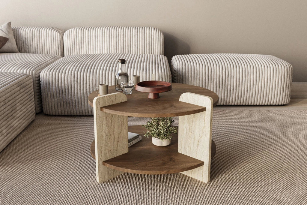 Tavolino in legno "Oalla" 70 x 70 x 45 cm - Noce