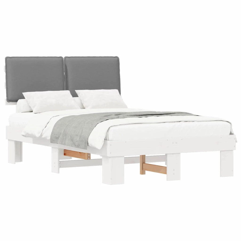 Letto con Testiera Rivestita Grigio chiaro 120 x 190 cm
