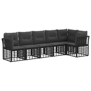 Set Divano da Giardino 6 pz | Set Salotto da Giardino Nero polyrattan