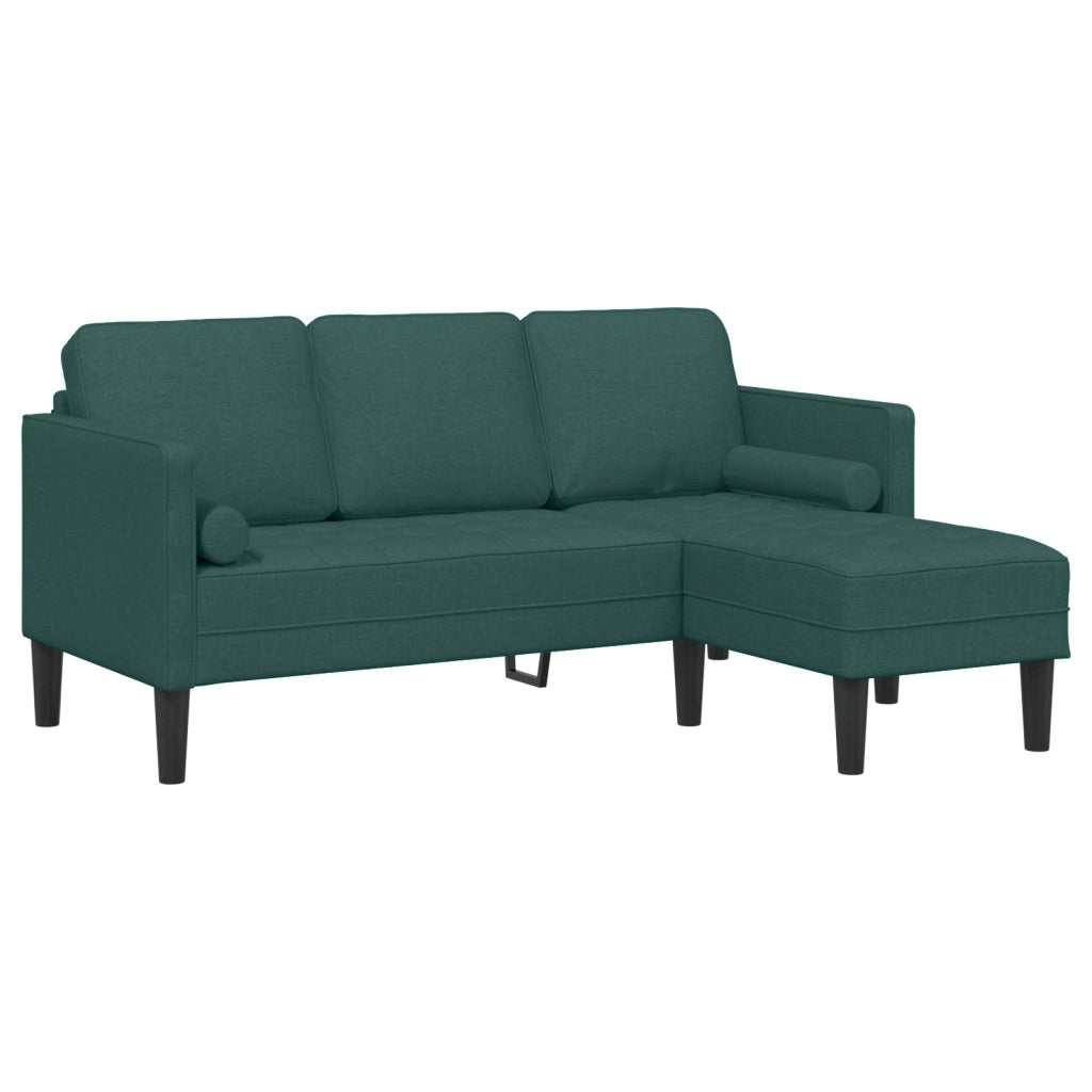 Set di divani 2 pezzi con cuscini in tessuto verde scuro