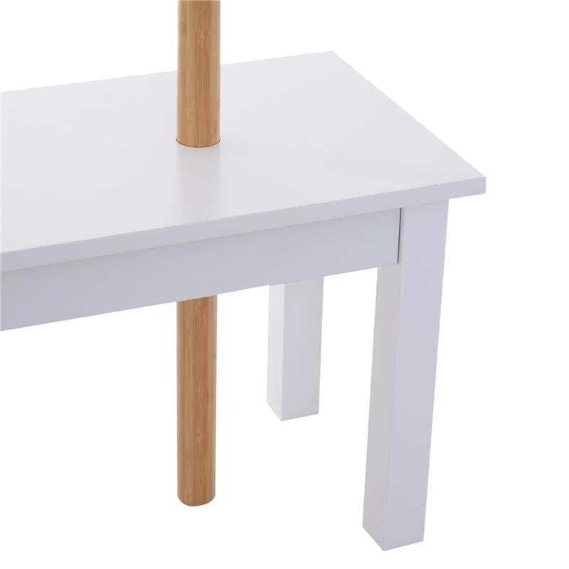 PANCA CON APPENDIABITI IN BAMBÙ 80 X 30 X 180 CM COLORE BIANCO E LEGNO