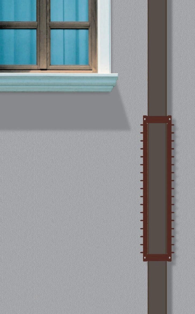 Sistema Antiladro con Punte in Acciaio per Pluviali Quadrati Tubi Esterni 120x120 mm Marrone