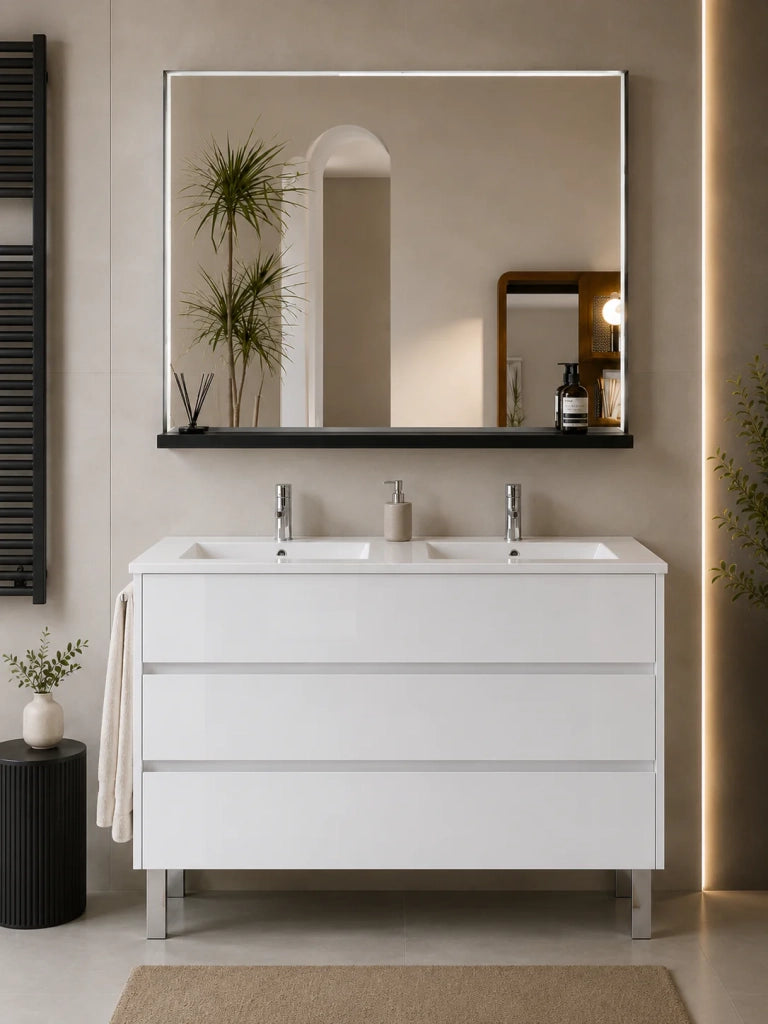 Mobile bagno con lavabo ORIGENBATH IMPERIA senza specchio 120x45 cm doppio lavabo bianco