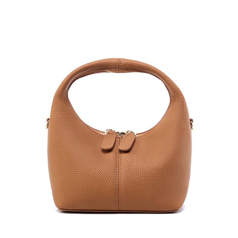 Borsa a tracolla piccola da donna in vera pelle, borsa a mano da donna in pelle bovina marrone