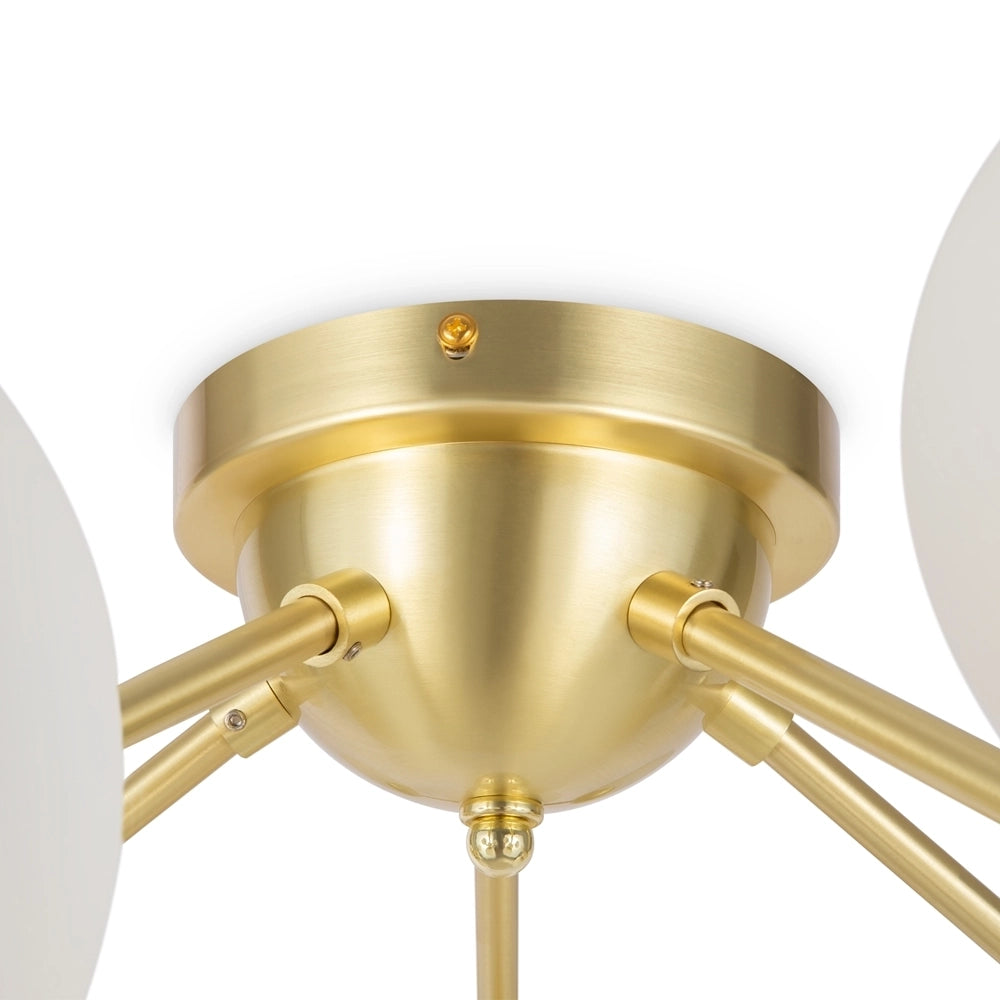 Plafoniera Contemporanea Dallas Metallo Oro 20 Luci Diffusori Cognac