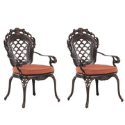 Set di 2 sedie da pranzo da giardino cuscini per sedili in poliestere alluminio marrone vintage