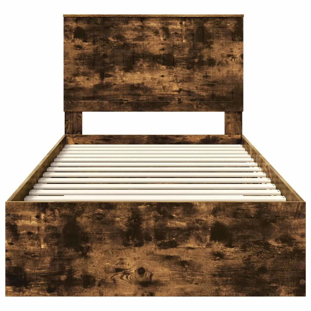 Letto singolo | Letto per adulti | Struttura del letto Rovere fum¨¦ 100 x 200 cm Legno multistrato