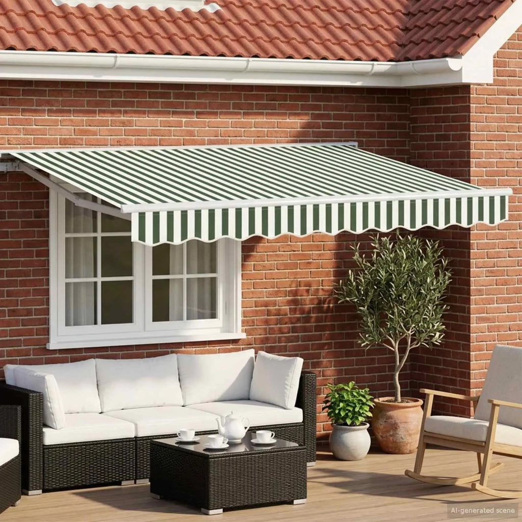 Tettuccio Elettrico Retrattile Verde e Bianco 3,5 x 2,5 m
