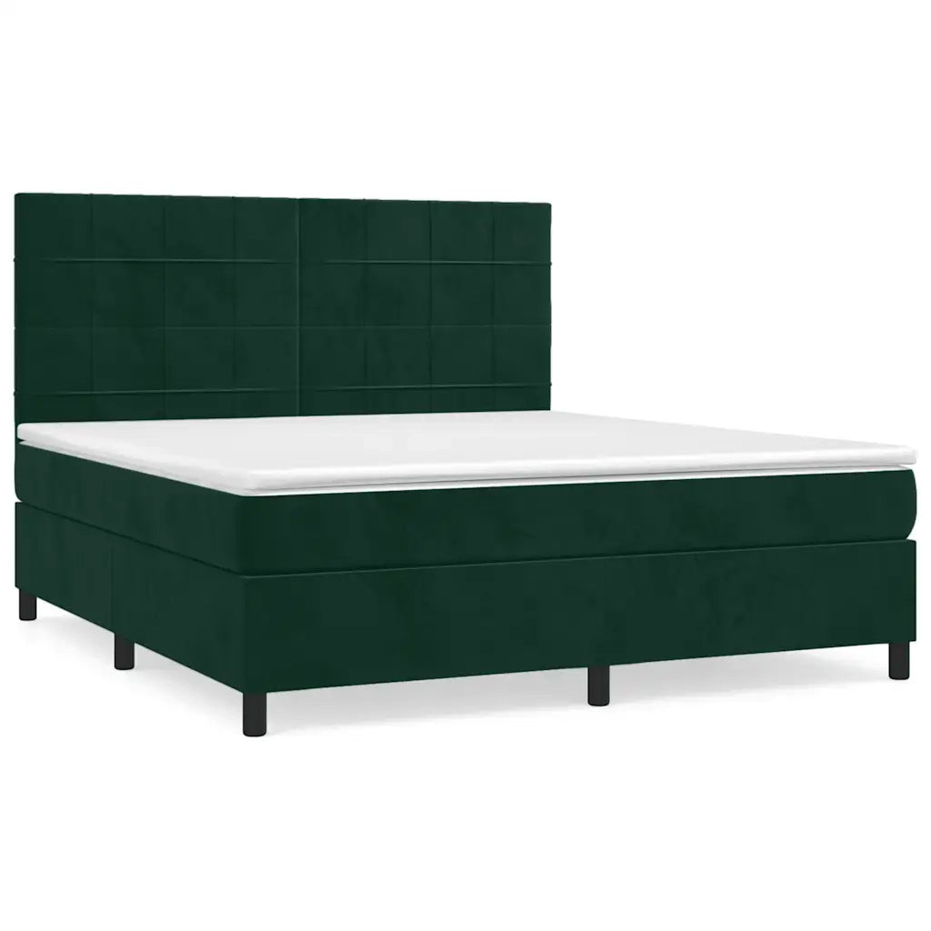 Giroletto a Molle con Materasso Verde Scuro 160x200 cm Velluto 3143034