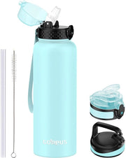 Flessa acqua 1,2L/40oz in acciaio inossidabile con beccuccio, 1,2 litri termos, doppio strato di flessa in acciaio, flessa acqua isolata, flessa acqua impermeabile per acqua fredda per adulti con coperchio a scatto