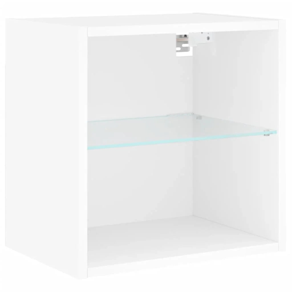 Mobile TV multimediale scaffale TV credenza mobile TV per sala da pranzo soggiorno camera da letto con illuminazione a LED 5 pezzi legno ingegnerizzato bianco 02_0029379
