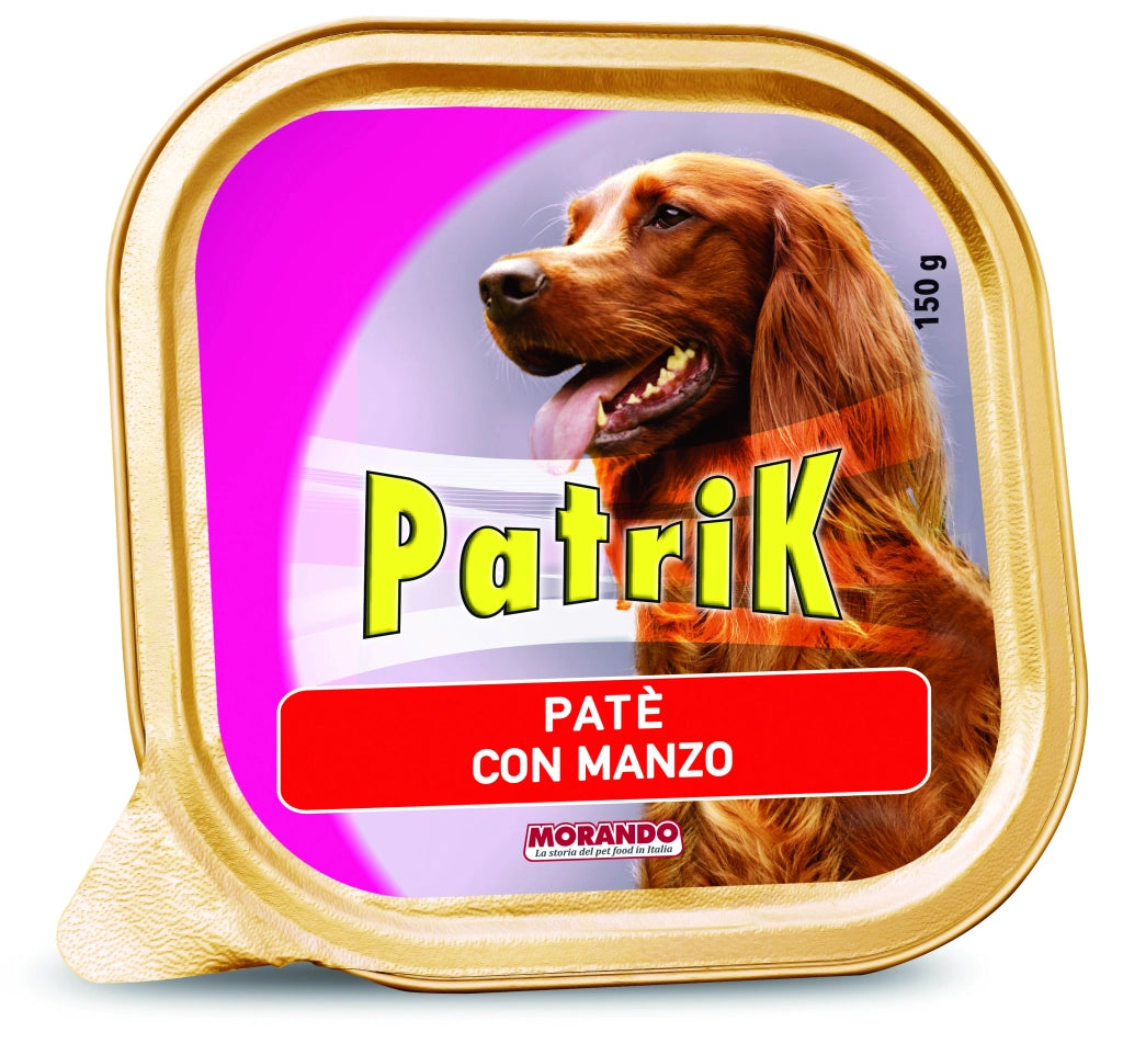 Patè per Cani ''Patrik'' Gusto Manzo Gr. 150 22 Pezzi Morando