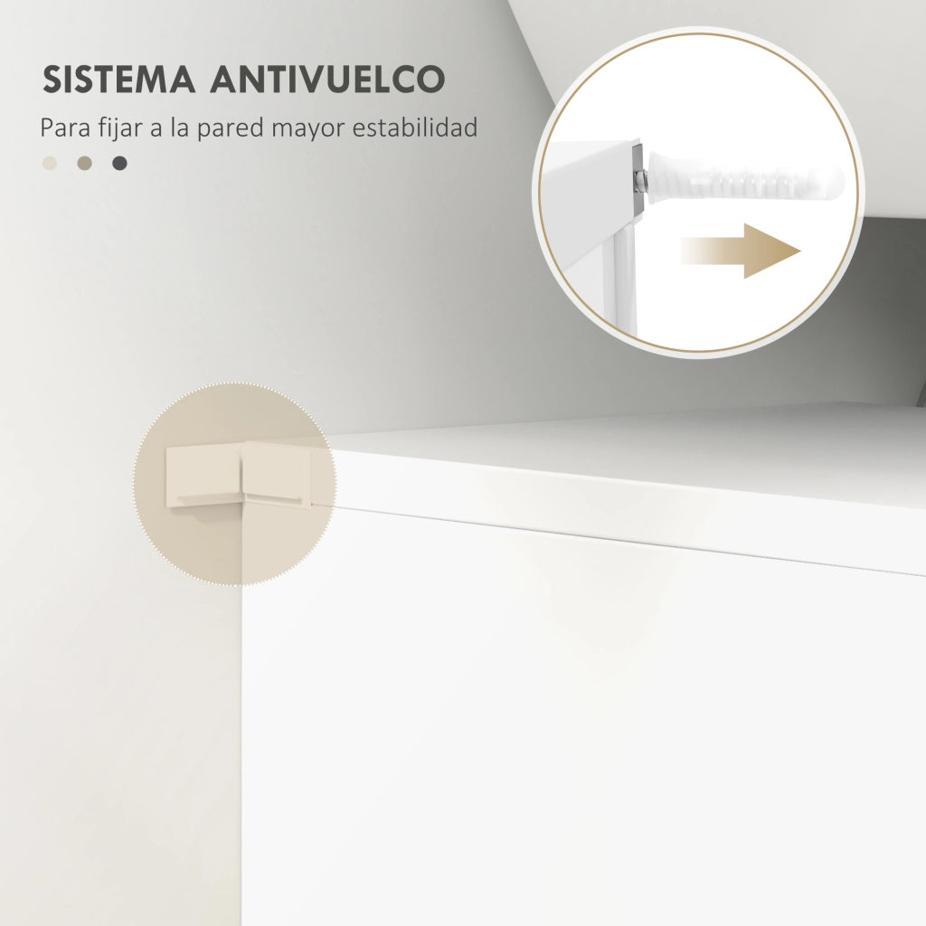 Mobile da Bagno Sottolavabo con 2 Ante e Ripiano Aggiustabile ¨C Zephmum ¨C 60x30x62,5 cm Bianco