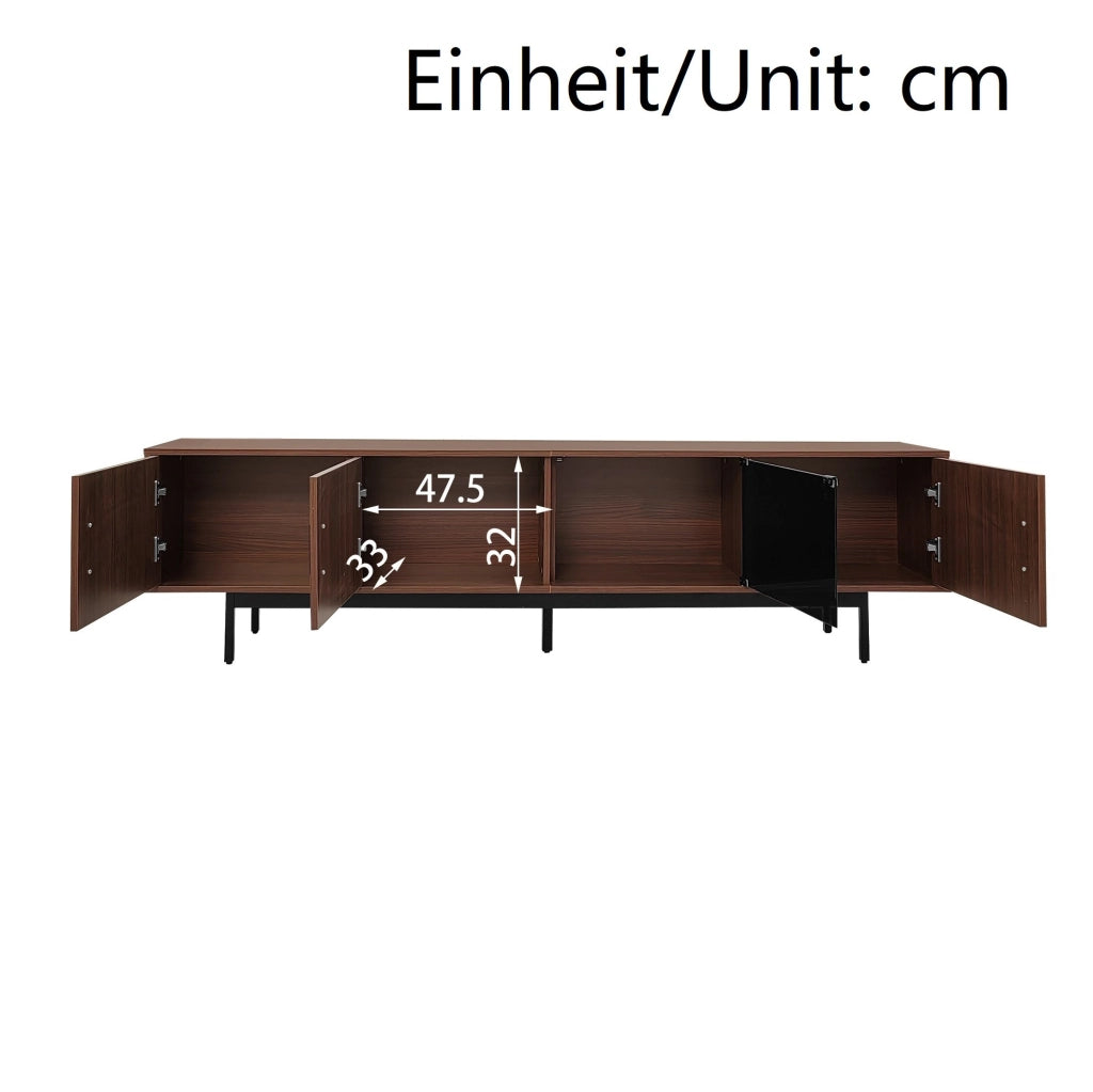Mobile TV 200x35x53 cm con LED; Bluetooth e app; MDF e pannello truciolare; nero/noce