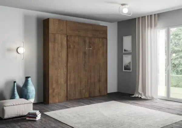 Letto una piazza e mezzo a scomparsa 120 Kentaro con mobili noce