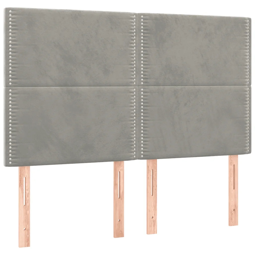 Testiera a LED Grigio Chiaro 144x5x118/128 cm in Velluto