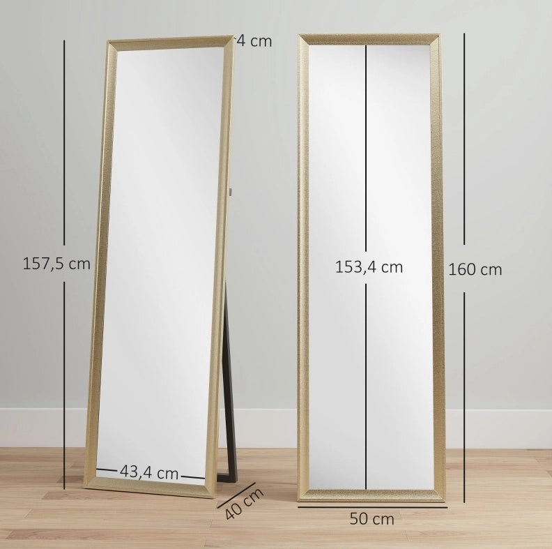 Specchio da terra a figura intera 160x50 cm oro