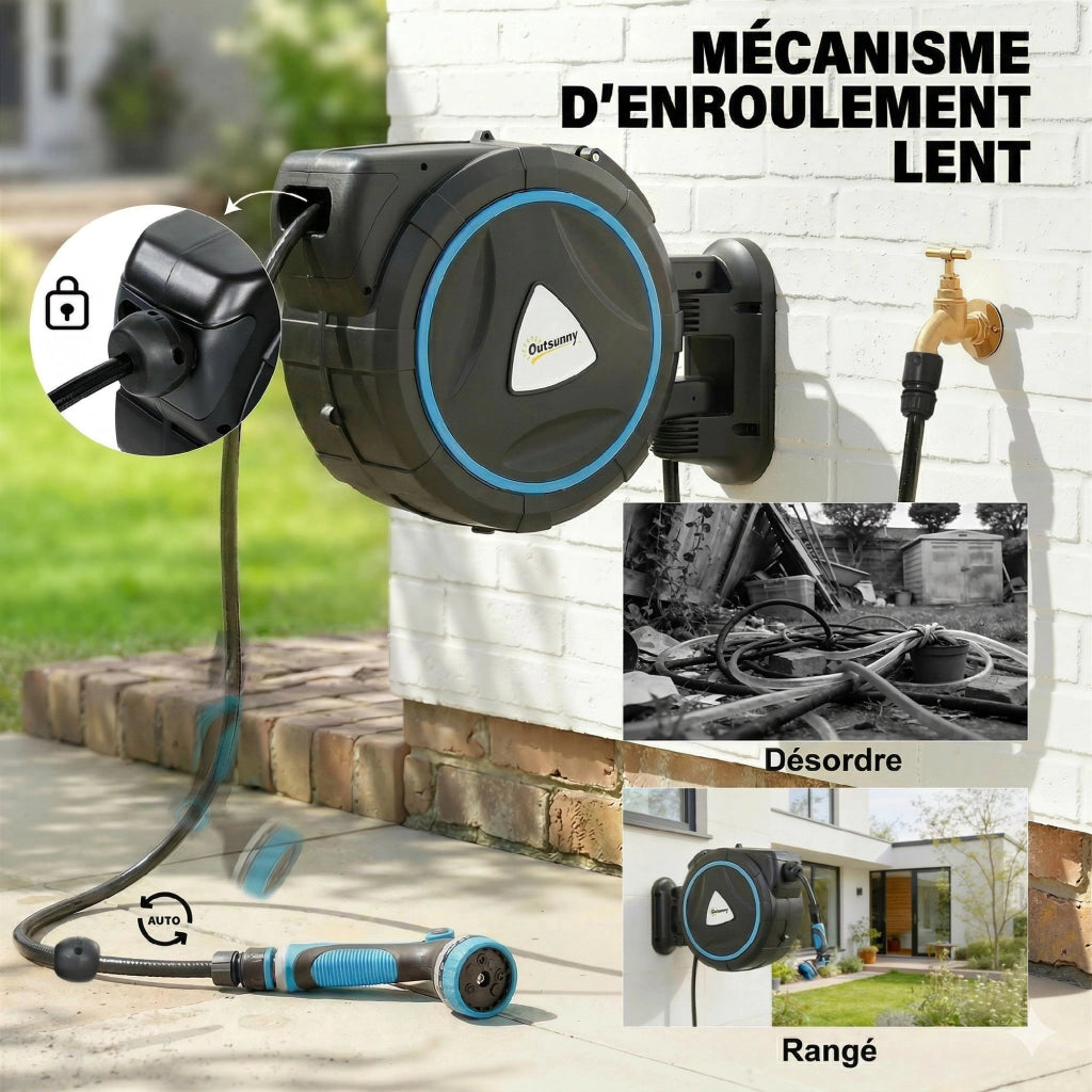 Avvolgimento Automatico Parete Irrigazione 23+2m ¨C Zephmum ¨C Blu 55x31x50cm