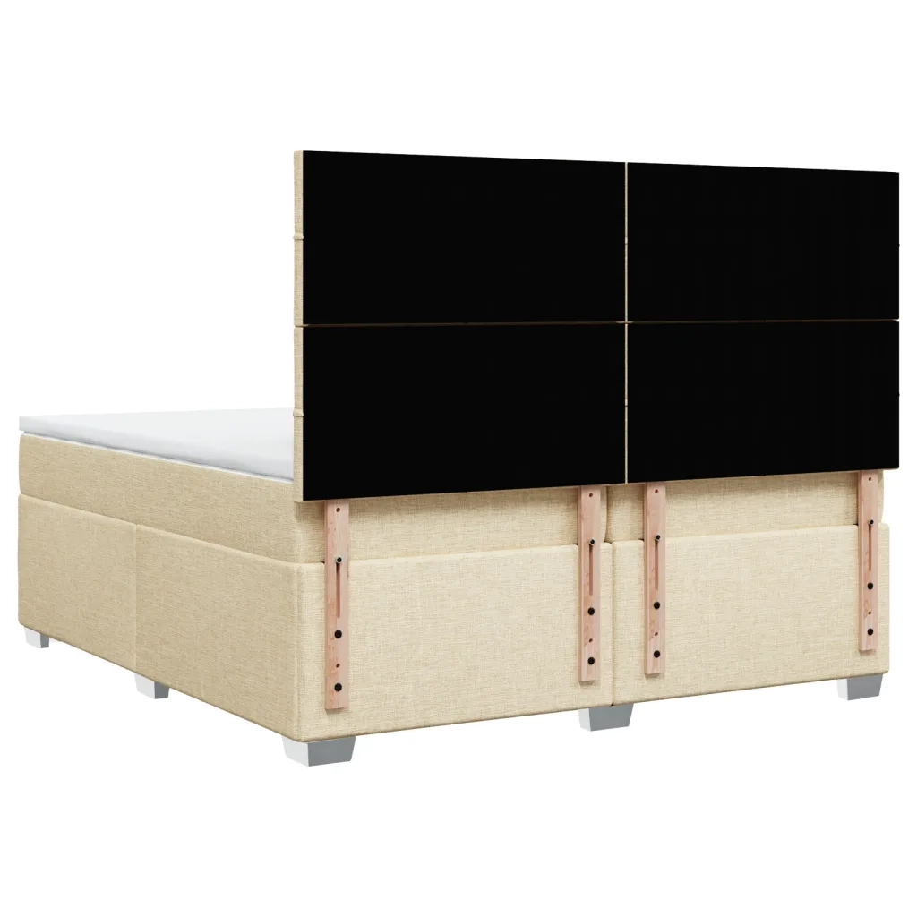 Giroletto a Molle con Materasso Crema 200x200 cm in Tessuto 3290600