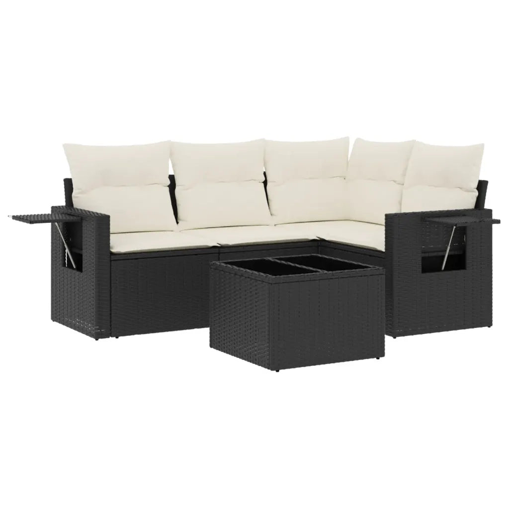 Set Divani da Giardino 5 pz con Cuscini in Polyrattan Nero 3220115