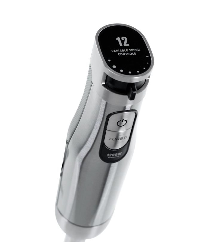 Frullatore a immersione 1200W con lame in titanio e 12 velocità, funzione turbo e bicchiere 600 ml per cucina - Sogo