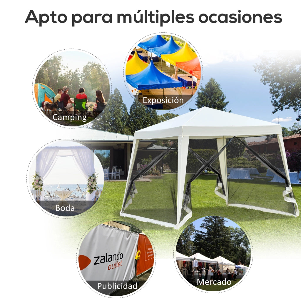 Tenda da giardino 3x3 m con zanzariera ¨C zephmum ¨C crema