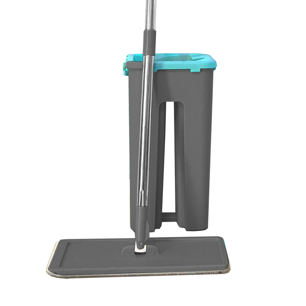 Panno extra piatto con secchio strizzatore 6 Panni riutilizzabili in microfibra blu