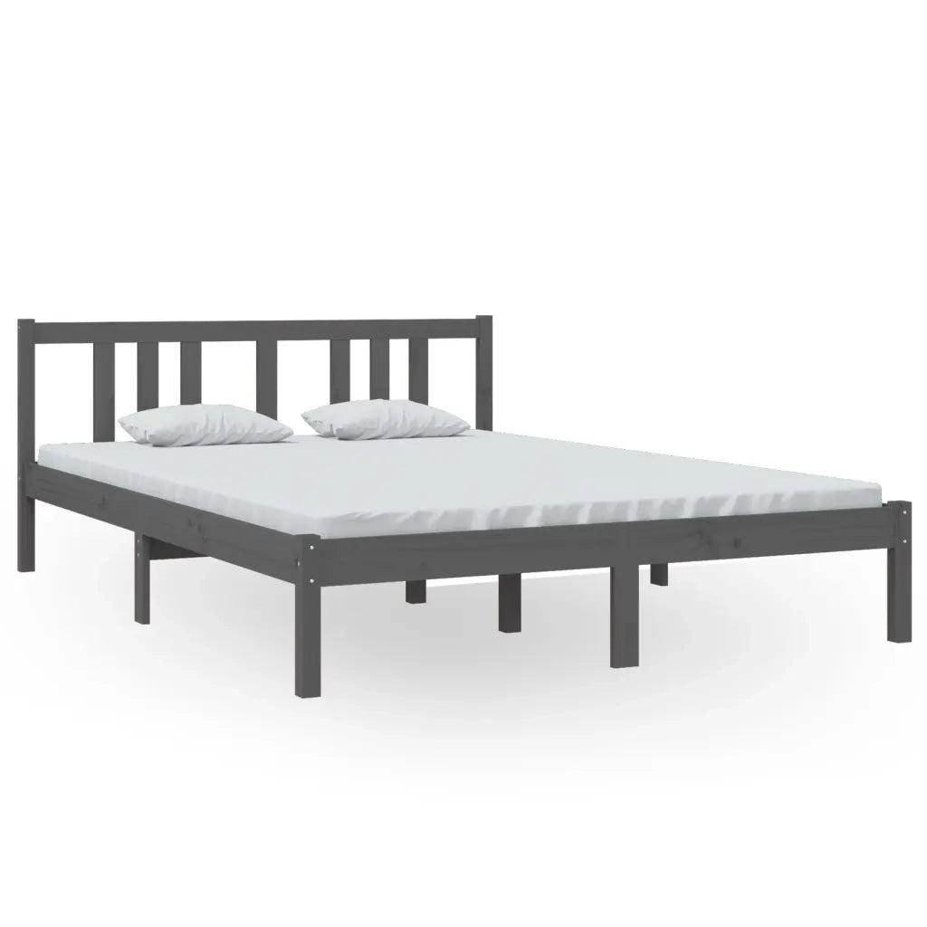 Giroletto-Struttura Letto Grigio in Legno Massello 140x200 cm 607009