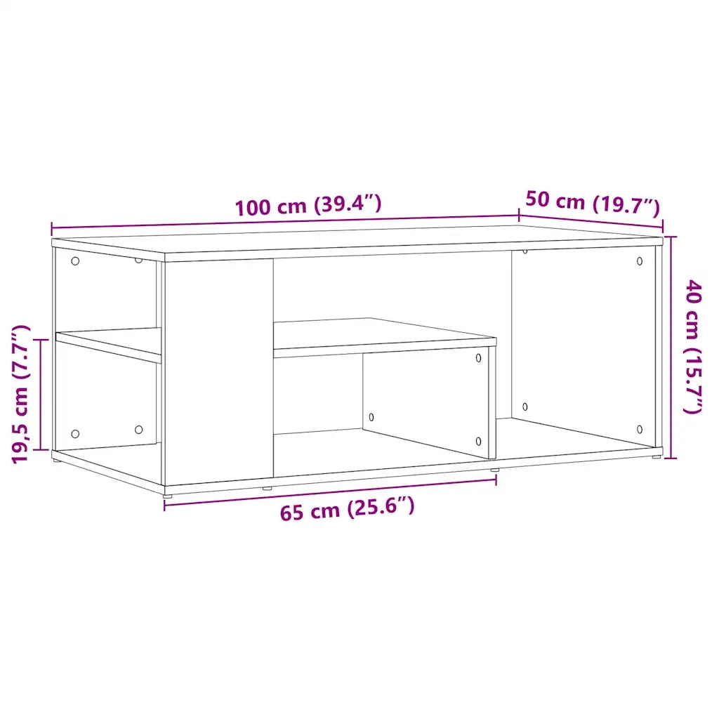 Tavolino Salotto Legno Vecchio 100x50x40 cm Legno Multistrato