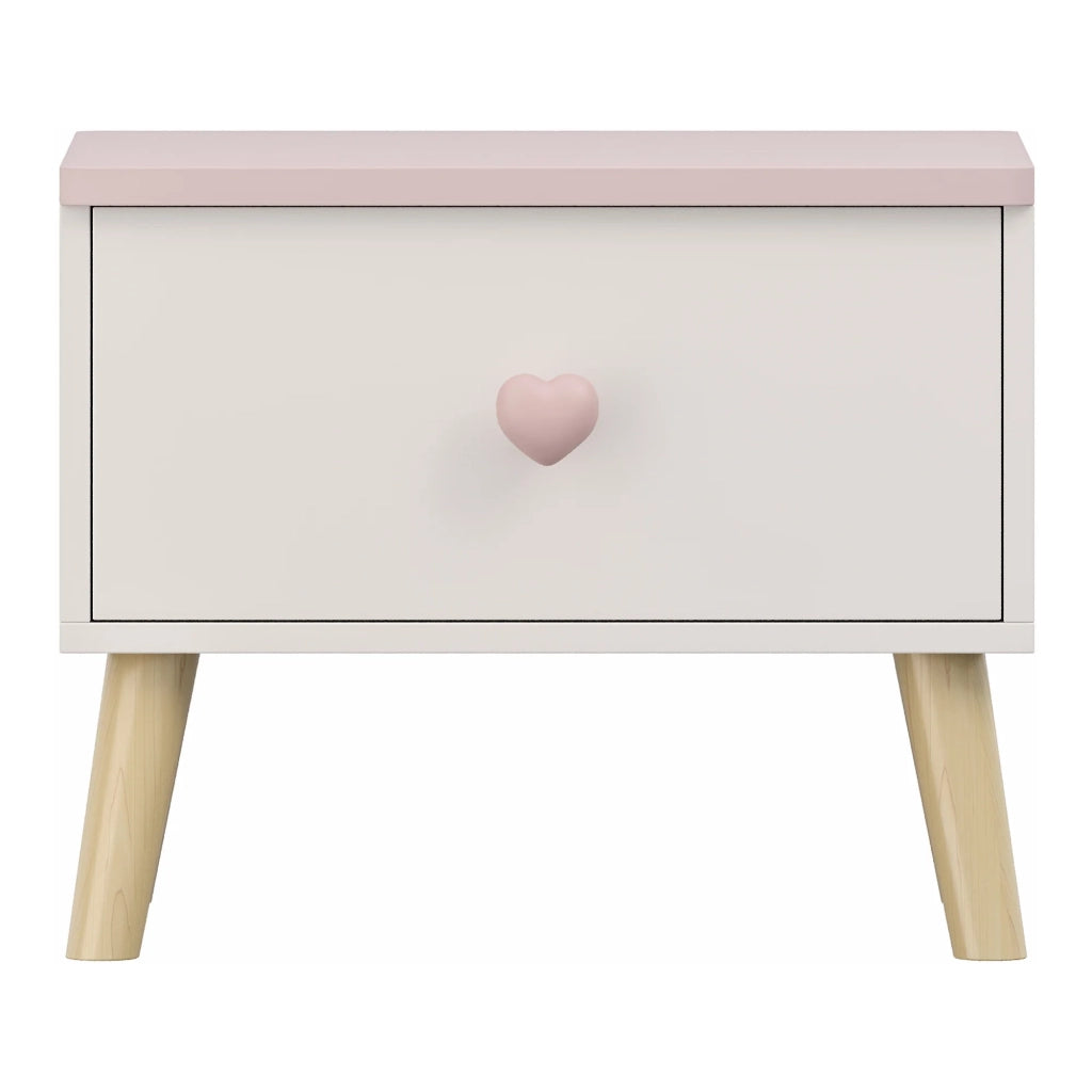 Comodino per bambini comodino cassettiera mobile contenitore 31 x 38 x 30 cm bianco e rosa 03_0011028