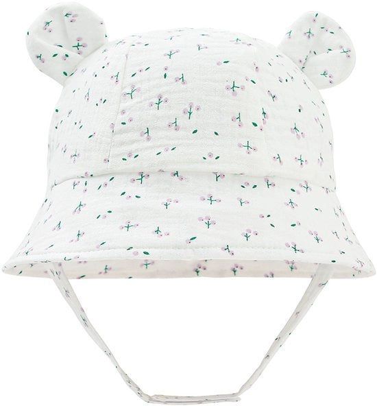 Cappello da sole per bambini unisex, petto di caccia, cappello da spiaggia per bambini, protezione UV, fiori blu viola