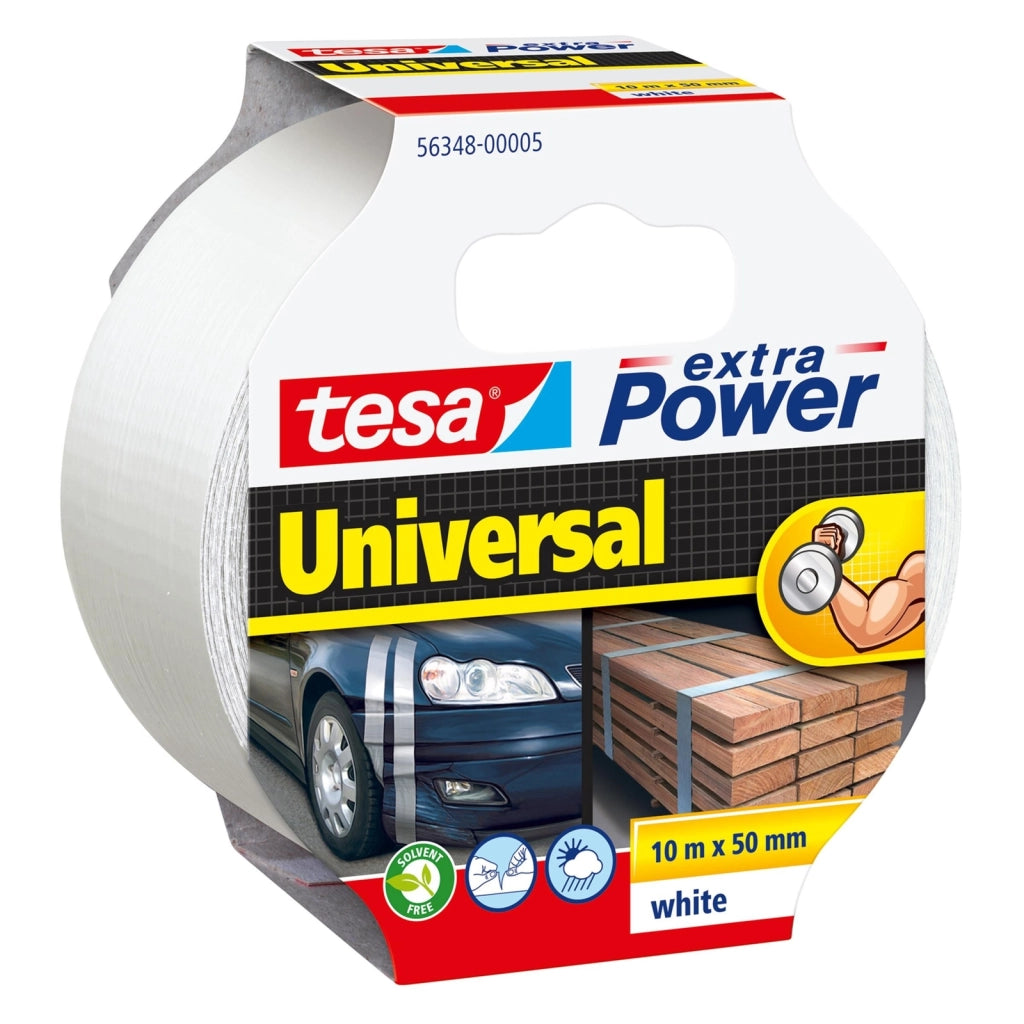 Tesa 56348 Extra Power Universal Nastro Telato Adesivo Alta Resistenza 10 m x 50 mm colore Bianco