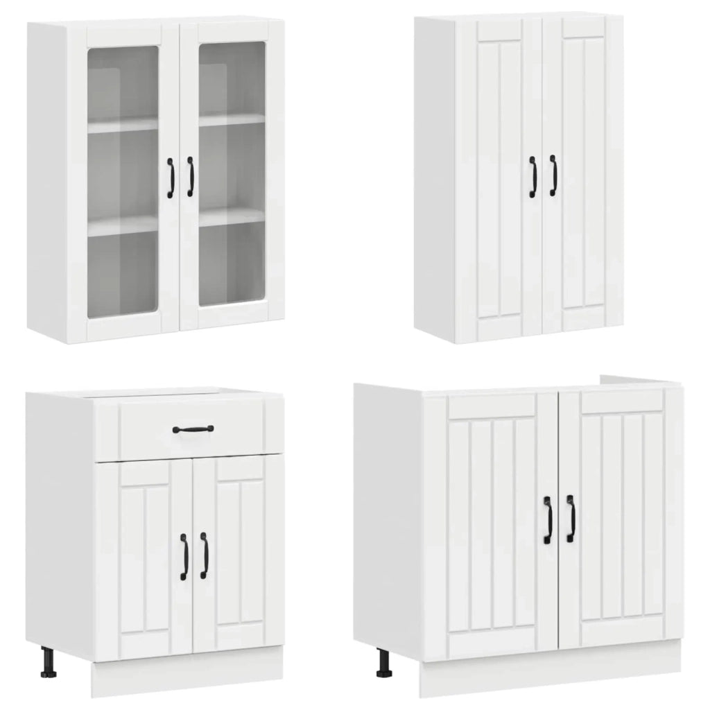 Unità Cucina LUCCA 4 pcs Bianco Lucido Legno ingegnerizzato 3438329